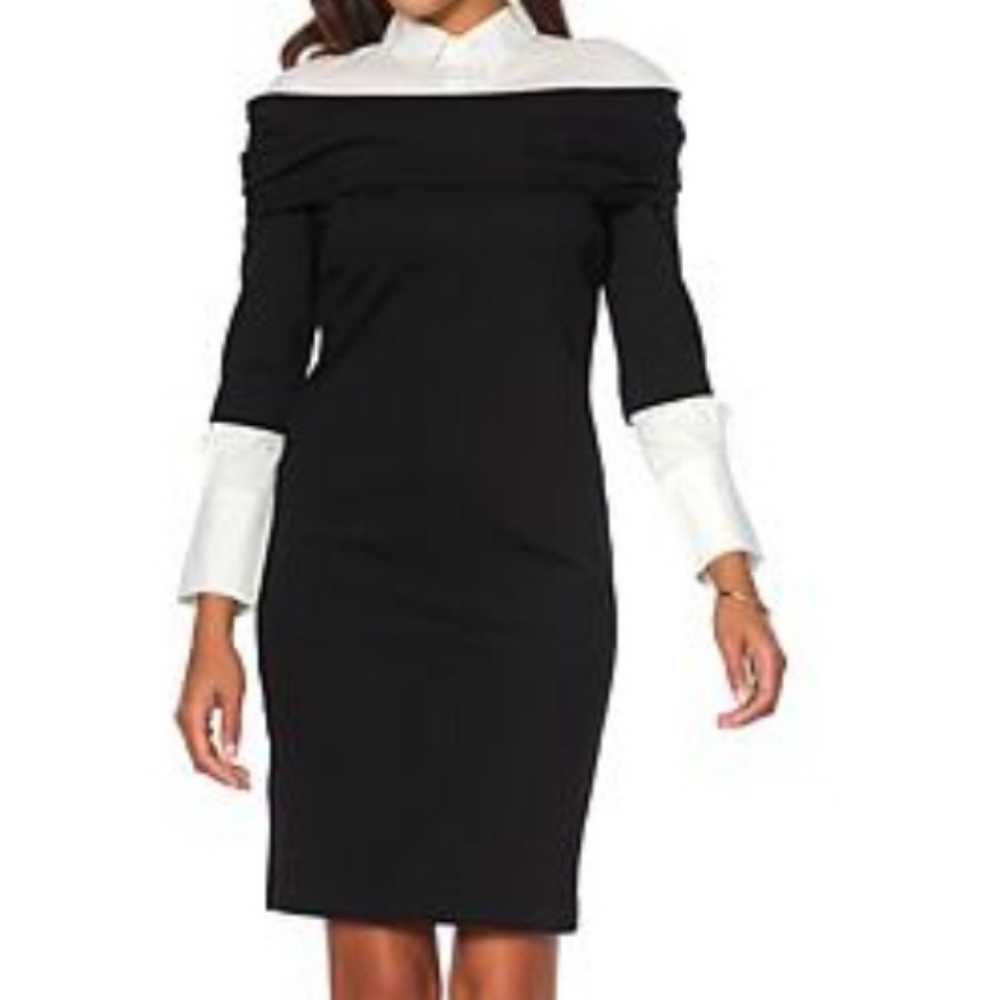 Ponte Shirt Dress w/Woven Collar NWOT